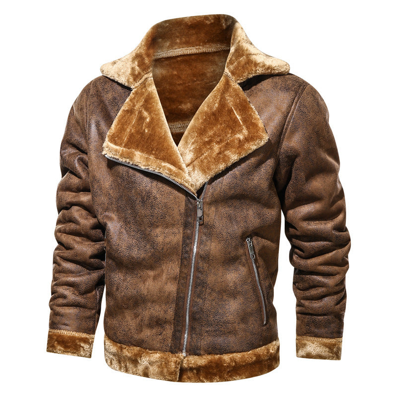 Men's Thick Fur Lapel Jacket/5 Colors