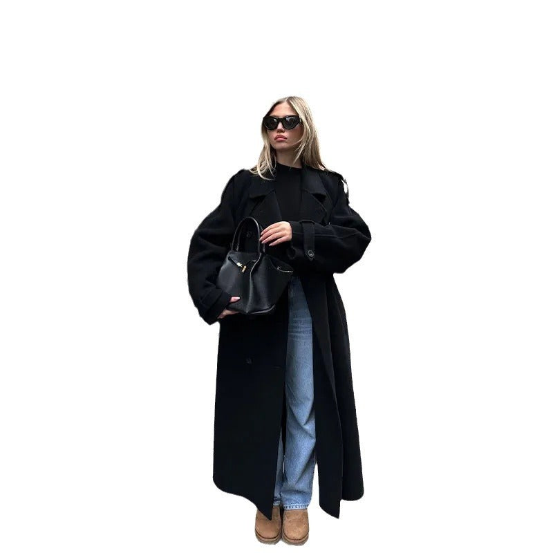 Women's Large Lapel Long Trench Coat