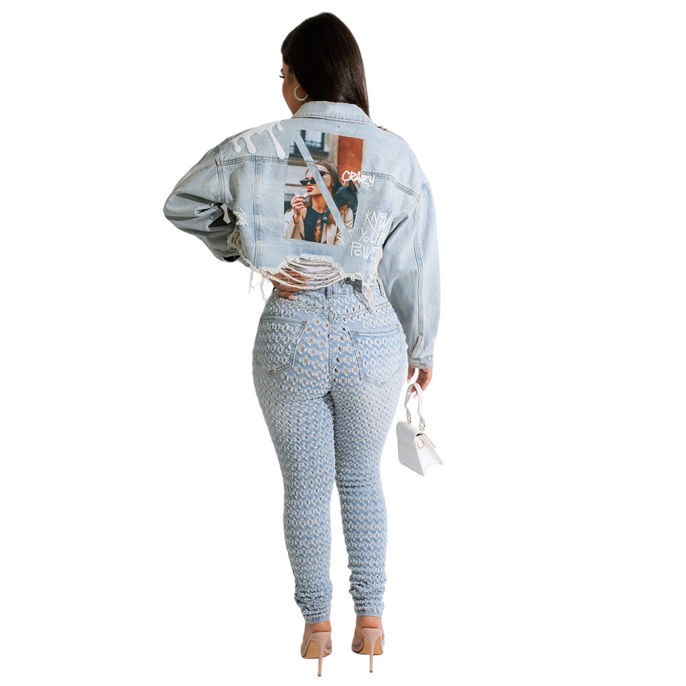 Woman's Denim Back Patch Coat/4 Patch Choices