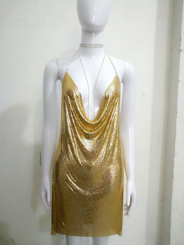 Woman's Metal Sequins Rhinestone Dress/15 Colors
