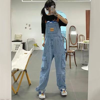 Woman's Denim Loose Overalls