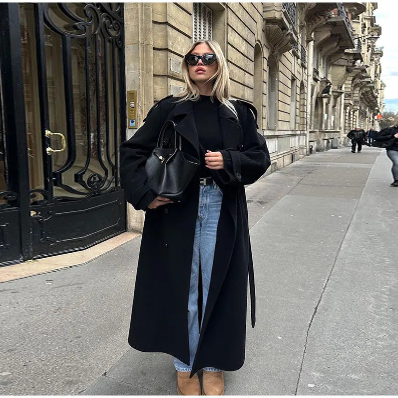 Women's Large Lapel Long Trench Coat