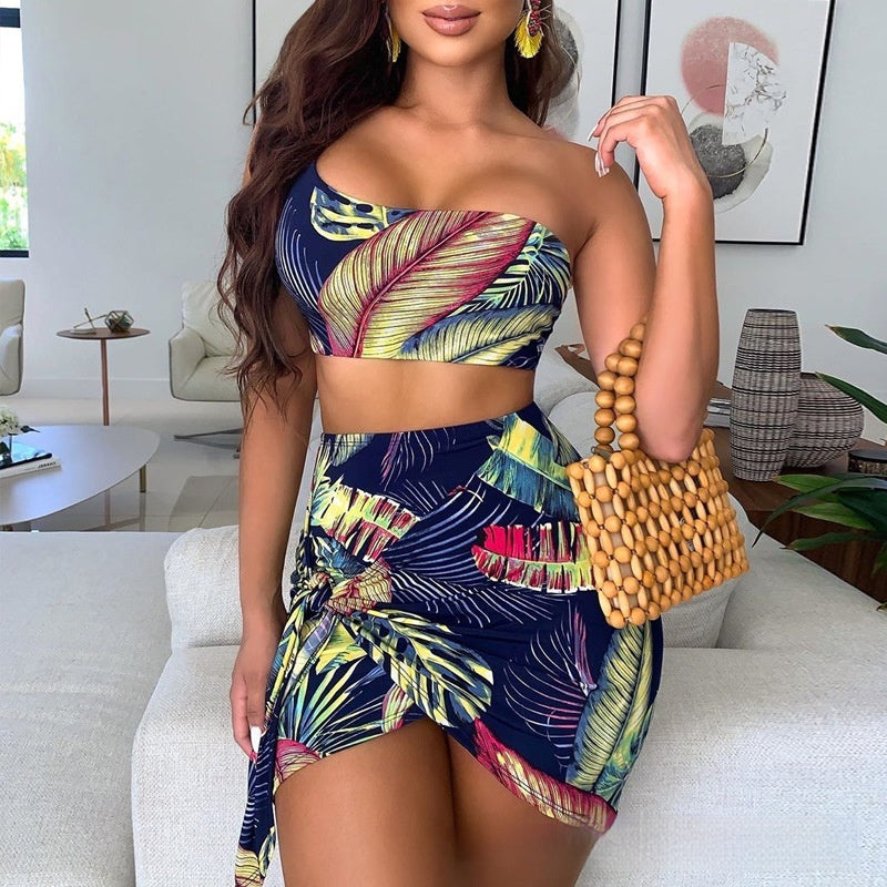 Woman's One Shoulder Wrap Set