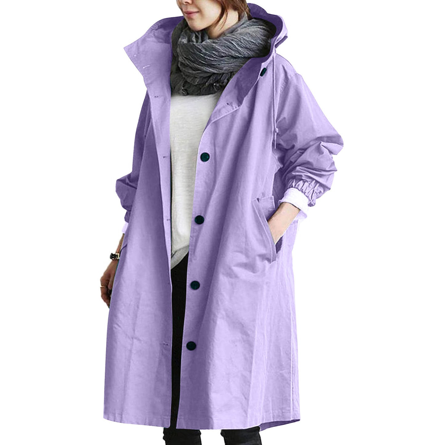 Casual Style Trench Coat For Women, Medium Length, Elegant Waisted Long-sleeved Coat