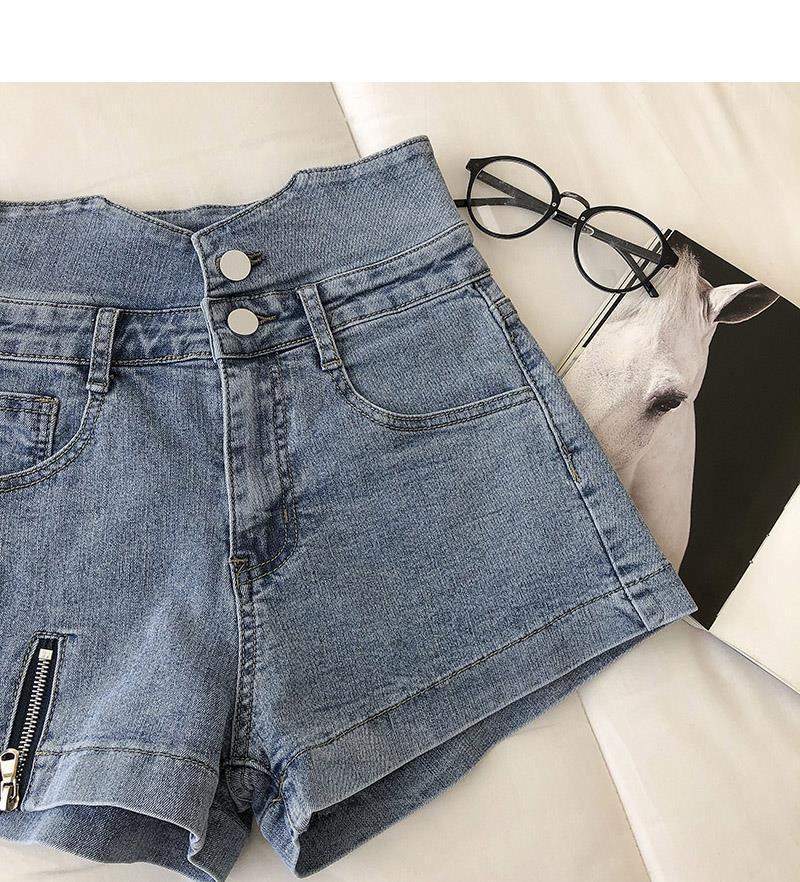 Women's High Waist Design Denim Zipper Shorts/2 Colors