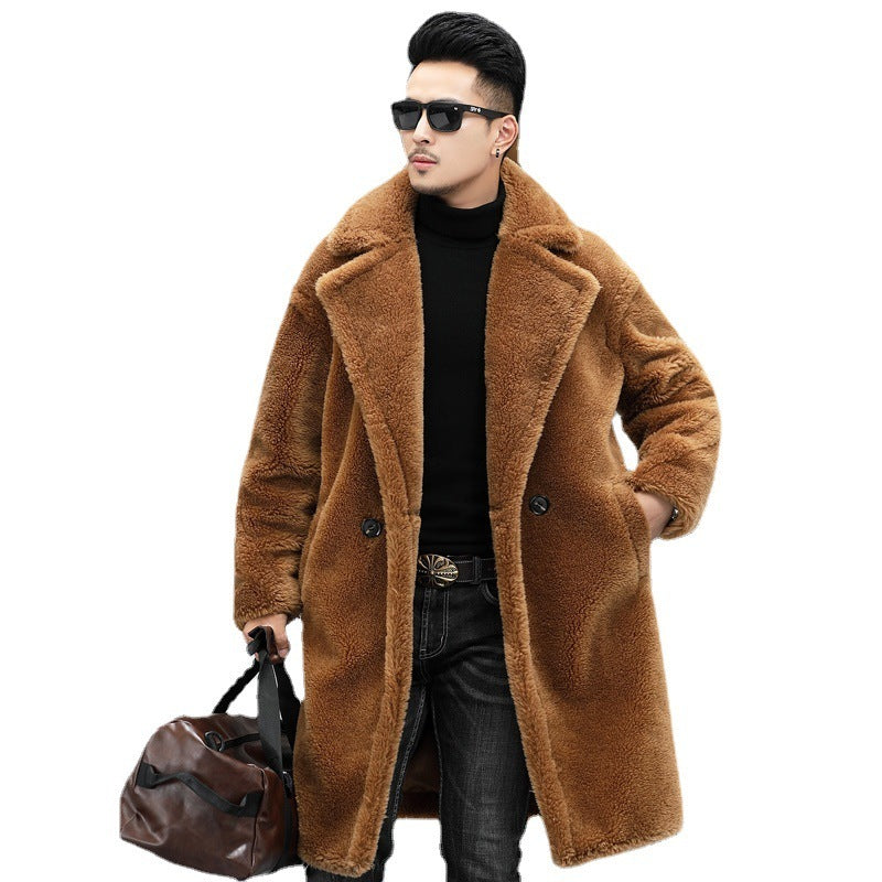 Men's Thick Cashmere Long Fur Coat/2 Colors