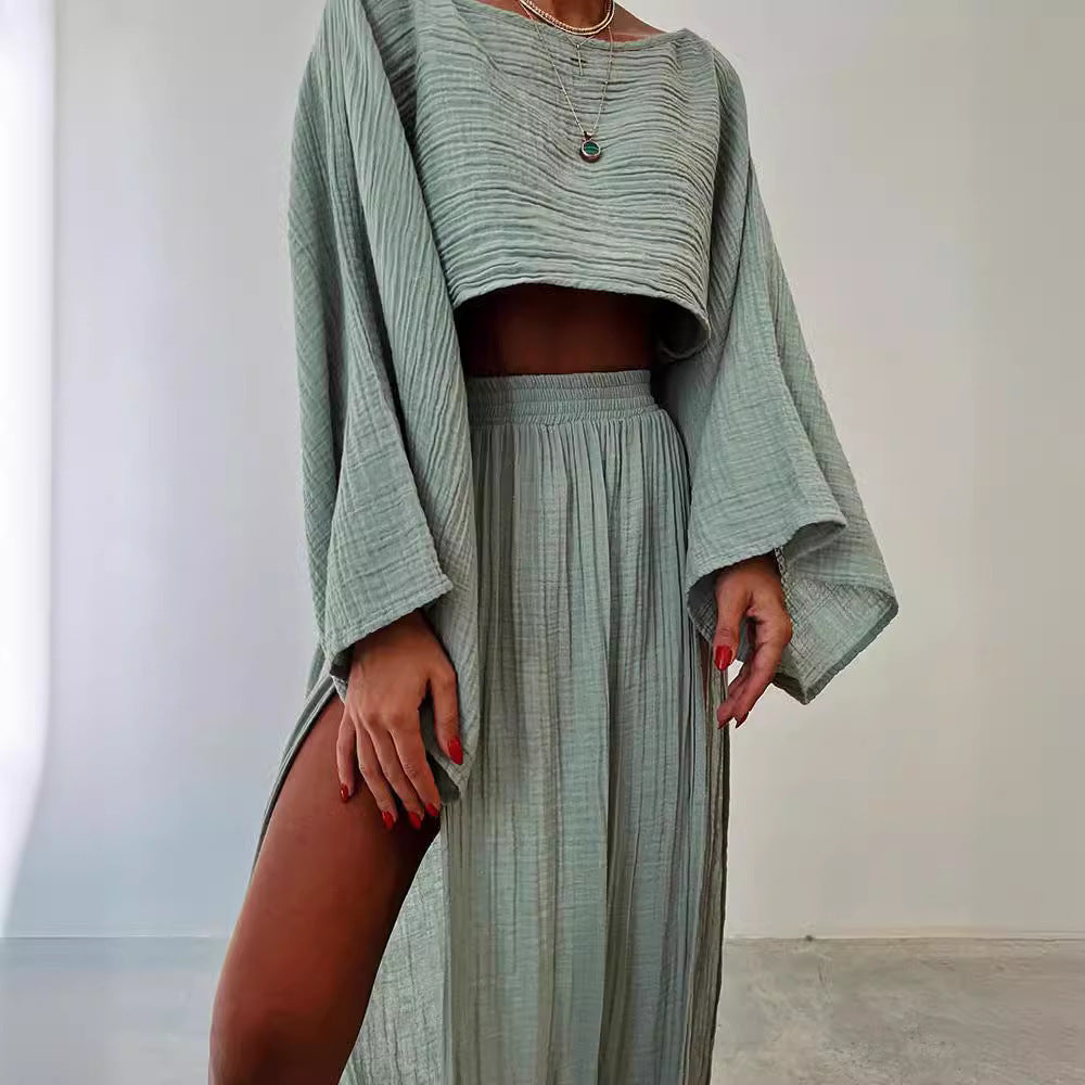 Woman's Cotton Linen Casual Two-piece Set/4 Colors