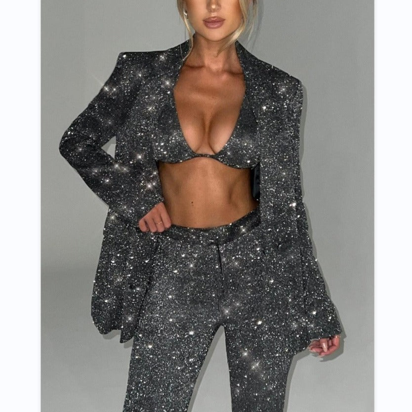 Women's Three-piece Shimmering Suit/2 Colors