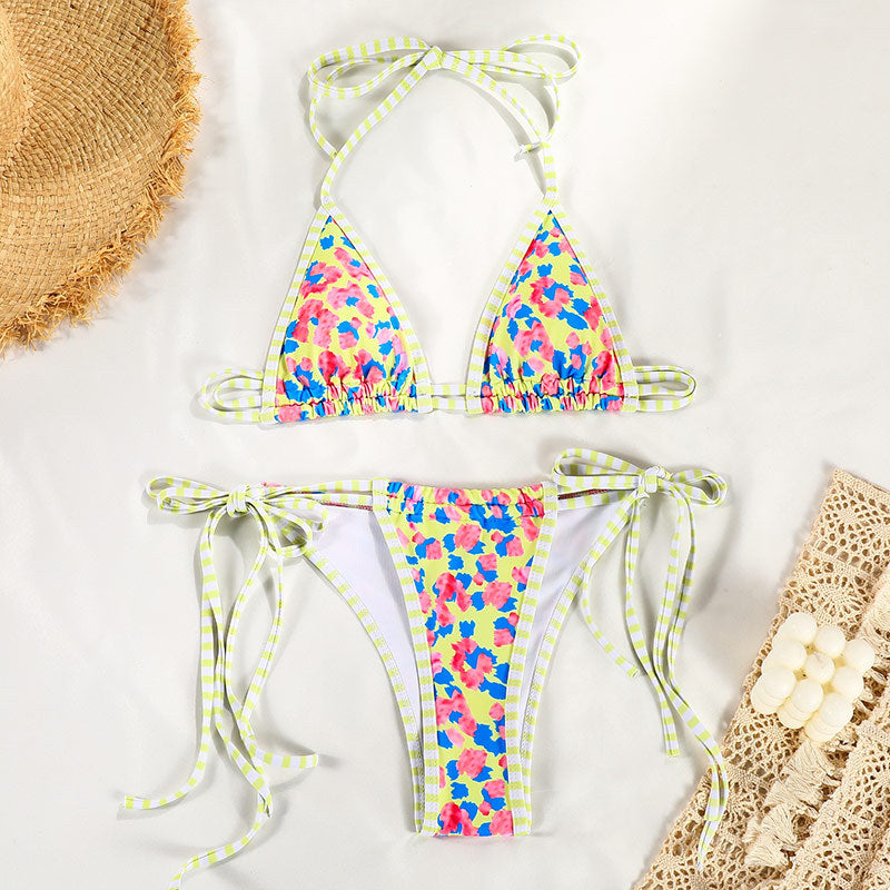 Woman's Lace Up Multi Color Bikini/2 Colors