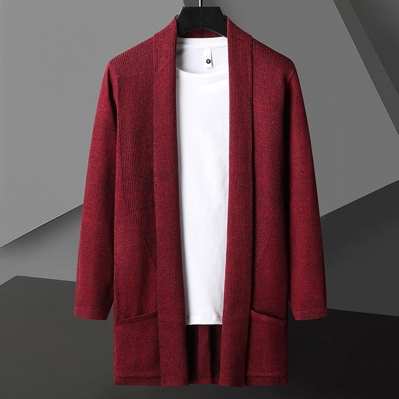 Men's Embedded Long Cardigan Sweater/5 Colors