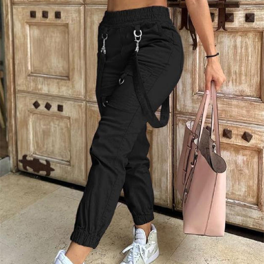 Women's Cargo Suspenders Casual Pants/2 Colors