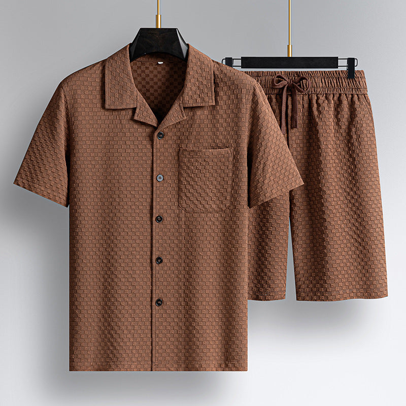 Men's Lapel Short Sleeve Two-piece Set