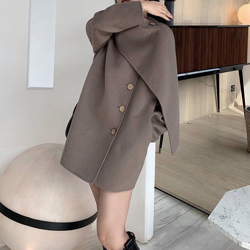 Women's Design Scarf Wool Coat