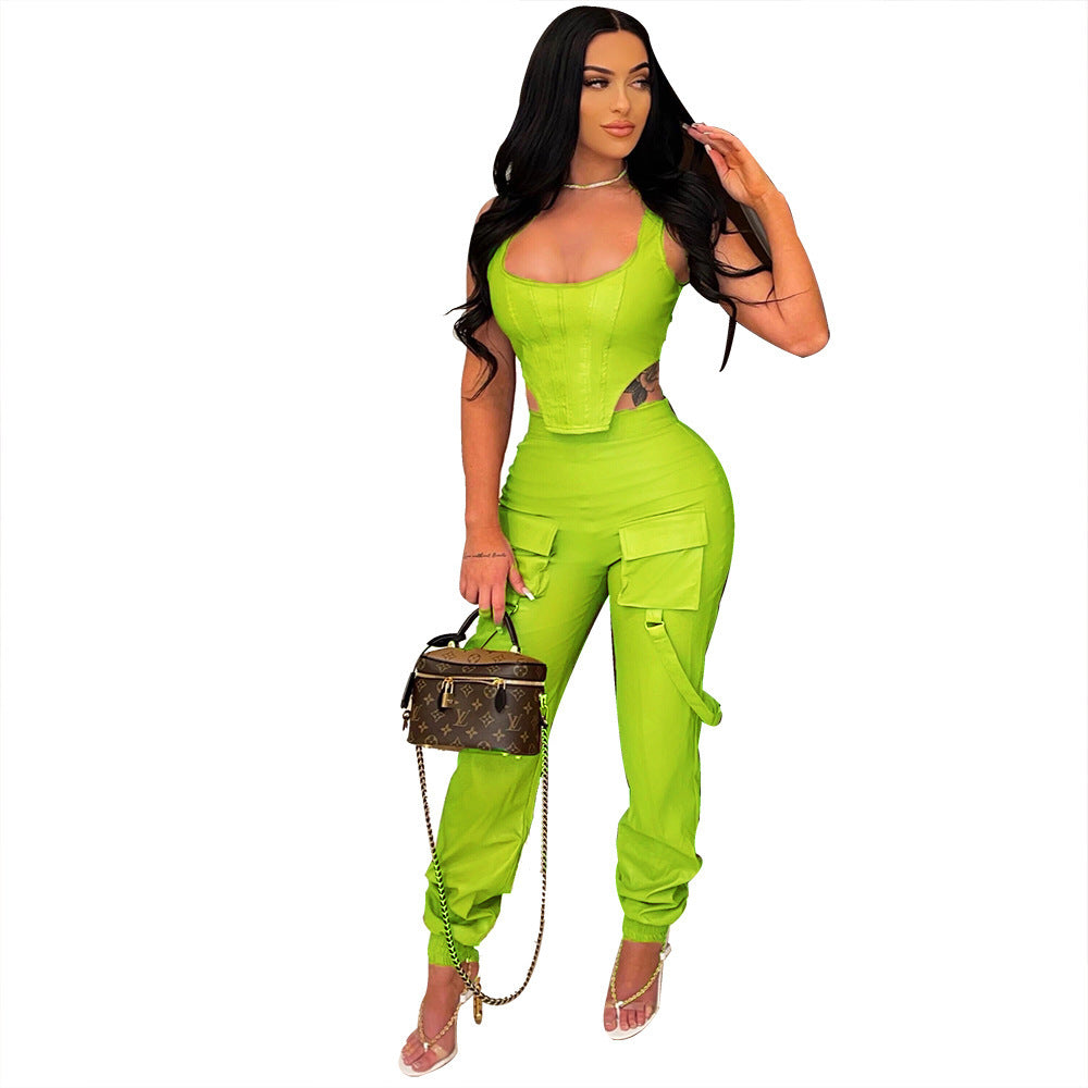 Woman's Sleeveless Top and Pants Set/4 Colors