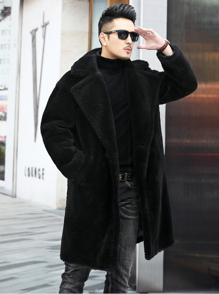 Men's Thick Cashmere Long Fur Coat/2 Colors