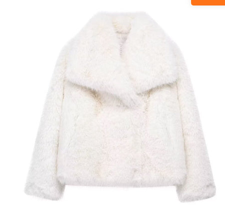 Woman's Plush Lapel Coat/9 Colors