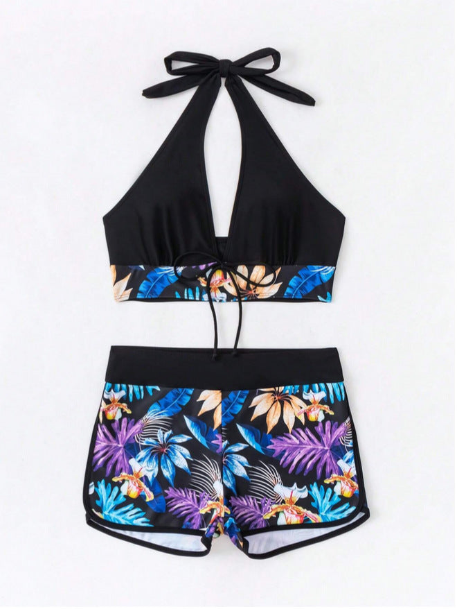 Woman's Boxer Printed Halter Bikini/2 Colors