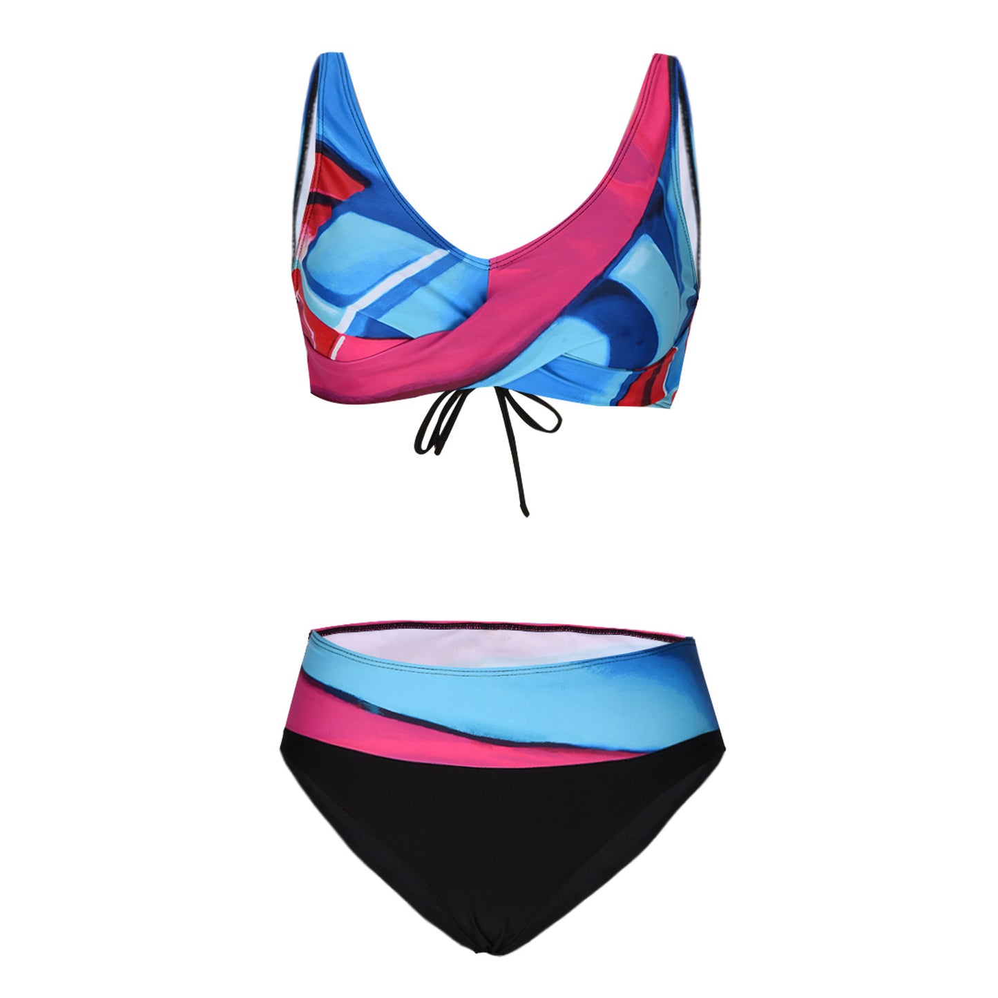 Woman's High Waist Lace-up Multicolor Bikini/4 Colors