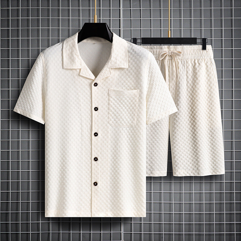 Men's Lapel Short Sleeve Two-piece Set