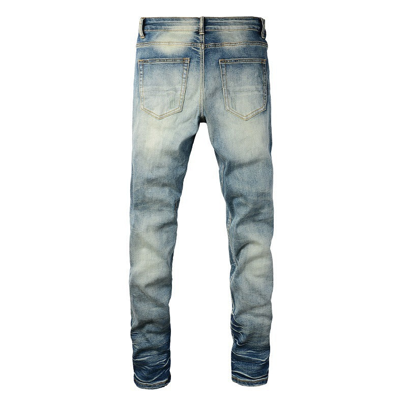 Men's Ripped Patch Denim Jeans