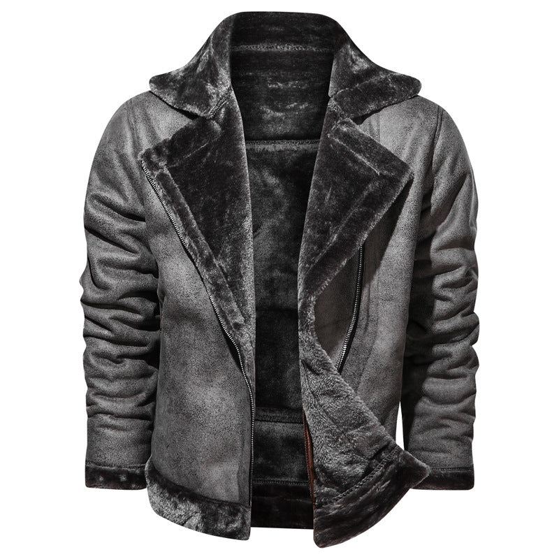 Men's Thick Fur Lapel Jacket/5 Colors