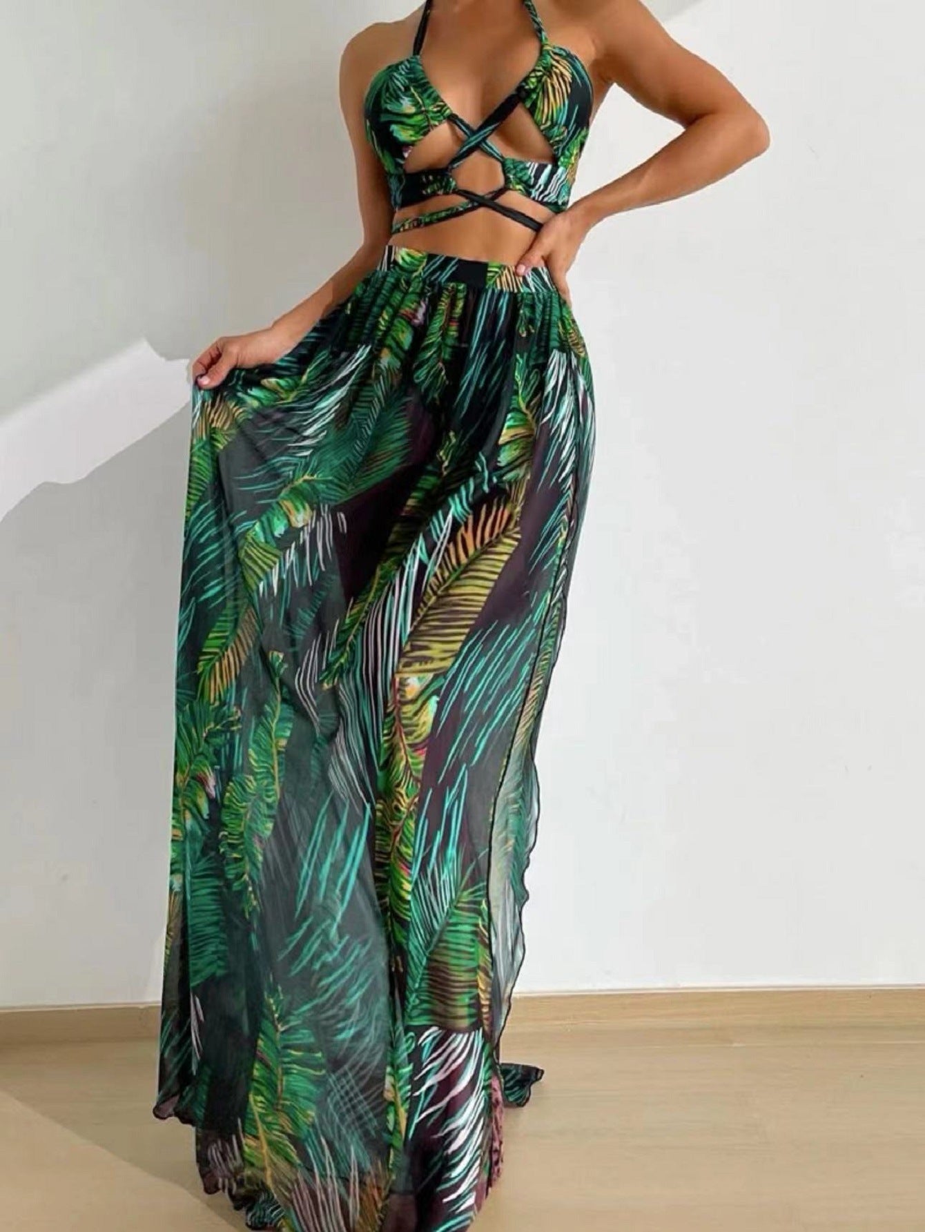 Woman's Printed Three Piece Swimsuit Set