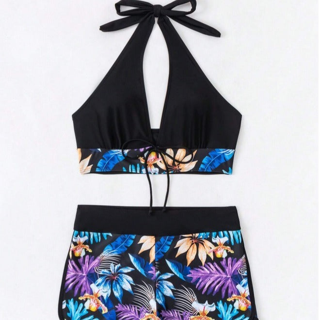 Woman's Boxer Printed Halter Bikini/2 Colors