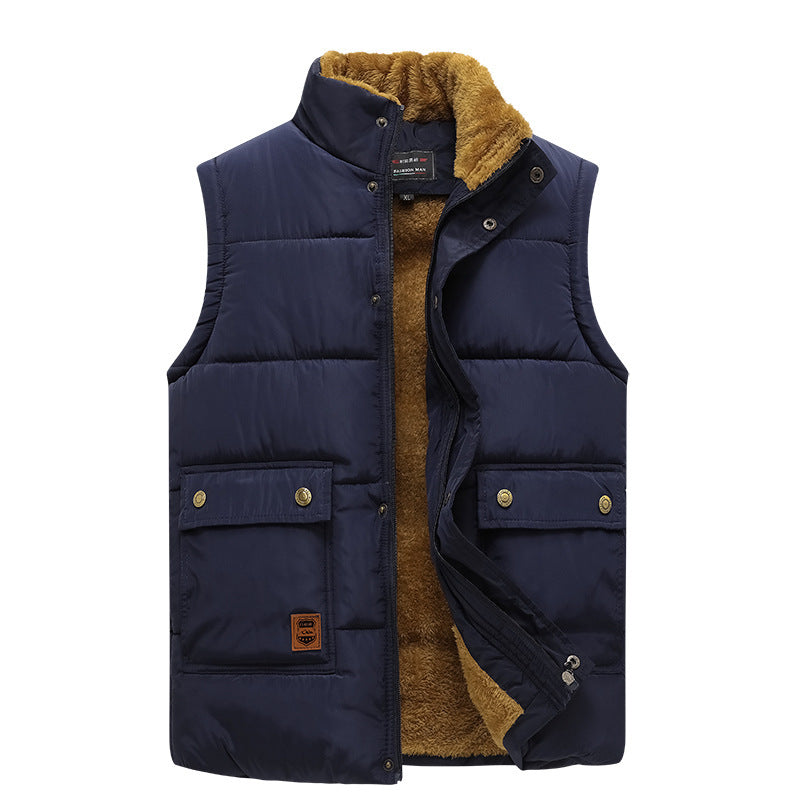 Men's Fleece-lined Down Cotton Vest/3 Colors