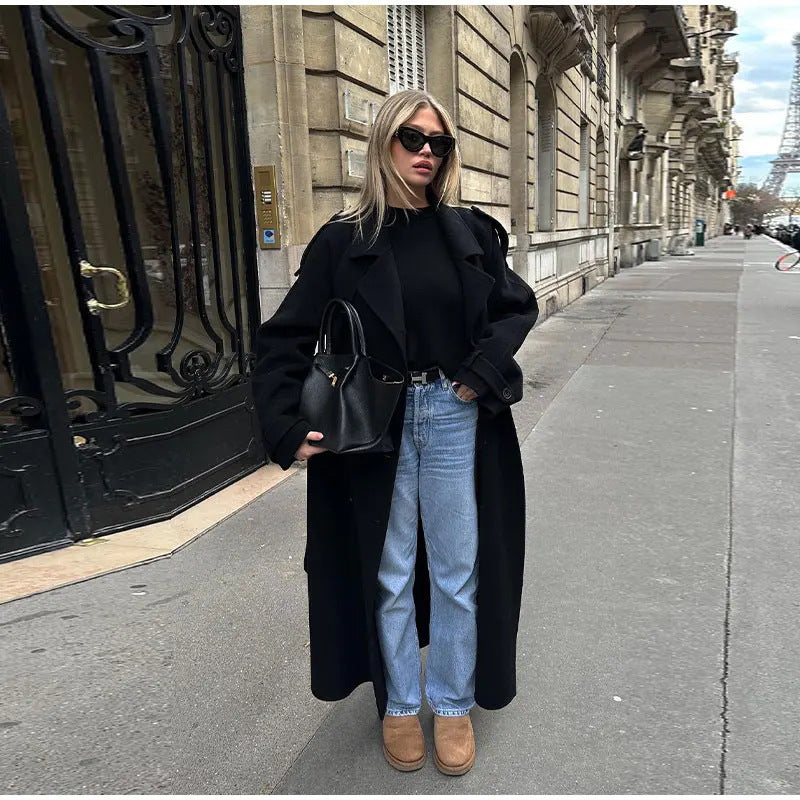 Women's Large Lapel Long Trench Coat