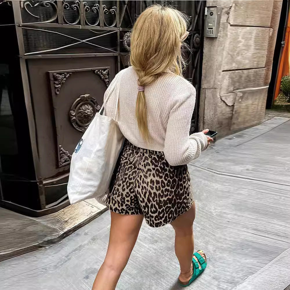 Women's Retro Leopard Print Shorts