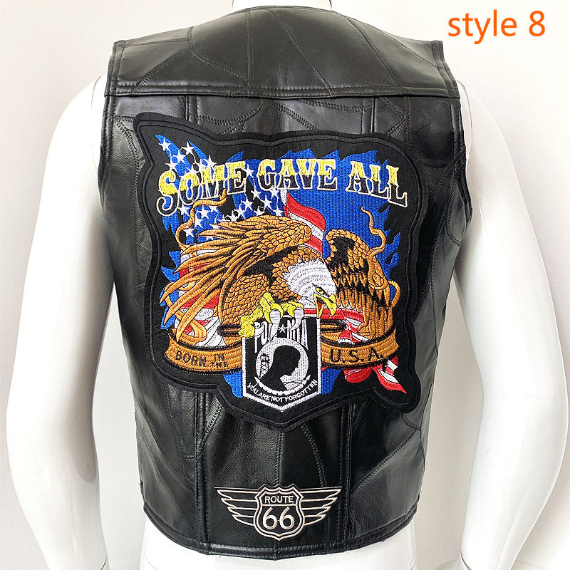 Men's Cowhide Leather Motorcycle Vest/12 Options