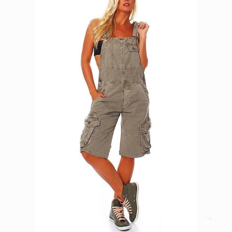 Women's Overall Denim Shorts/2 Colors