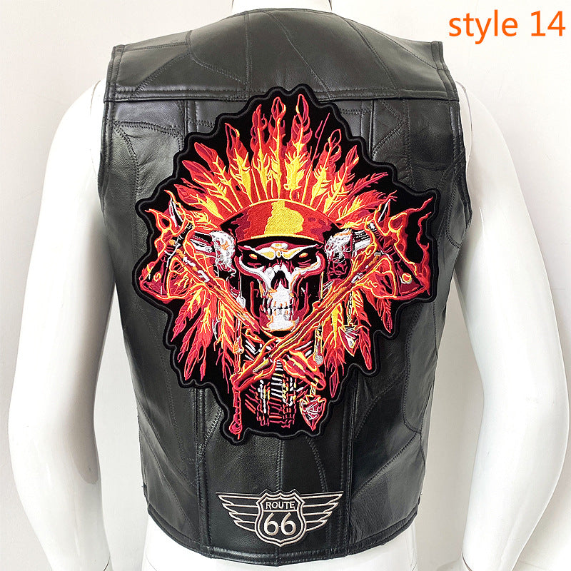 Men's Cowhide Leather Motorcycle Vest/12 Options