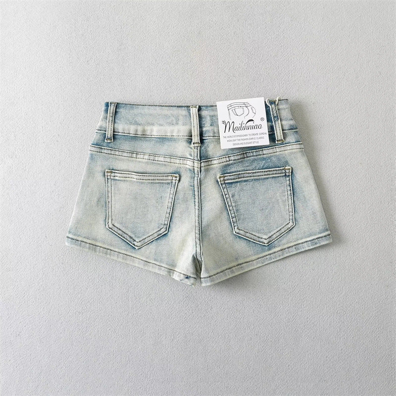 Woman's Low Waist Denim Short Shorts