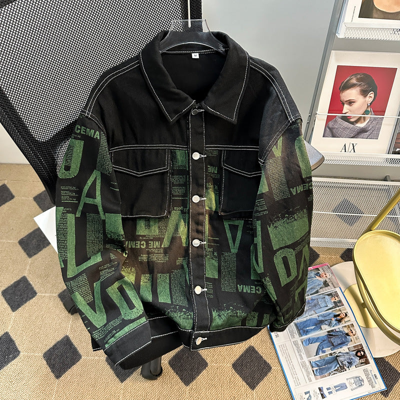 Men's Idle Style Printed Lettering Jacket