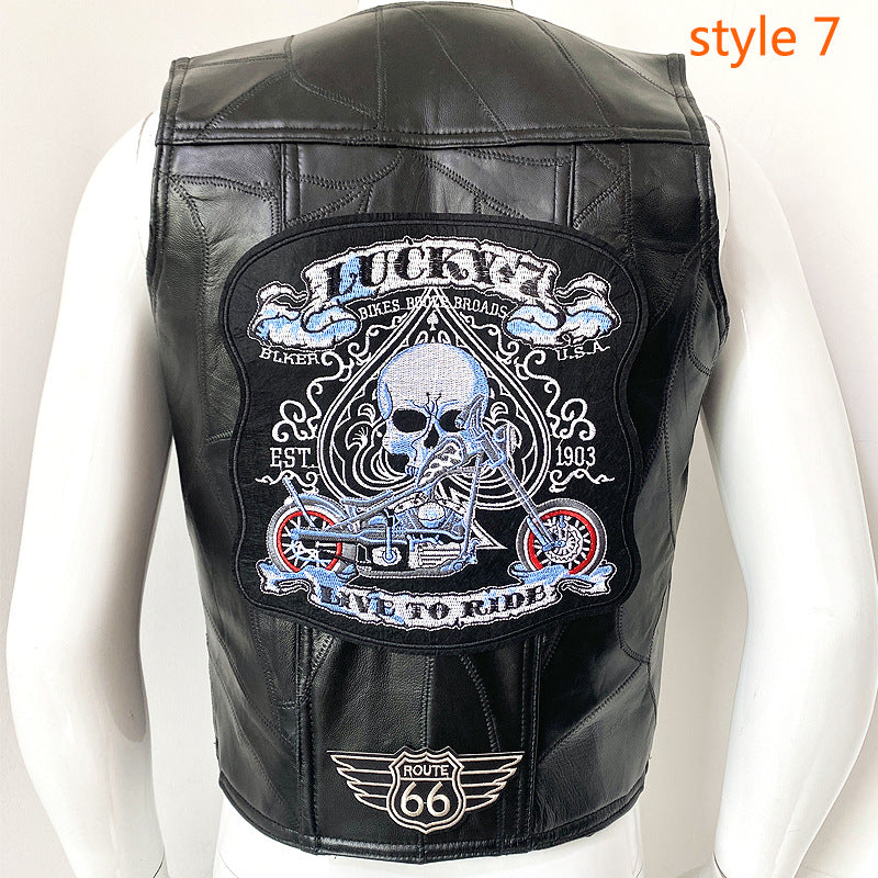 Men's Cowhide Leather Motorcycle Vest/12 Options