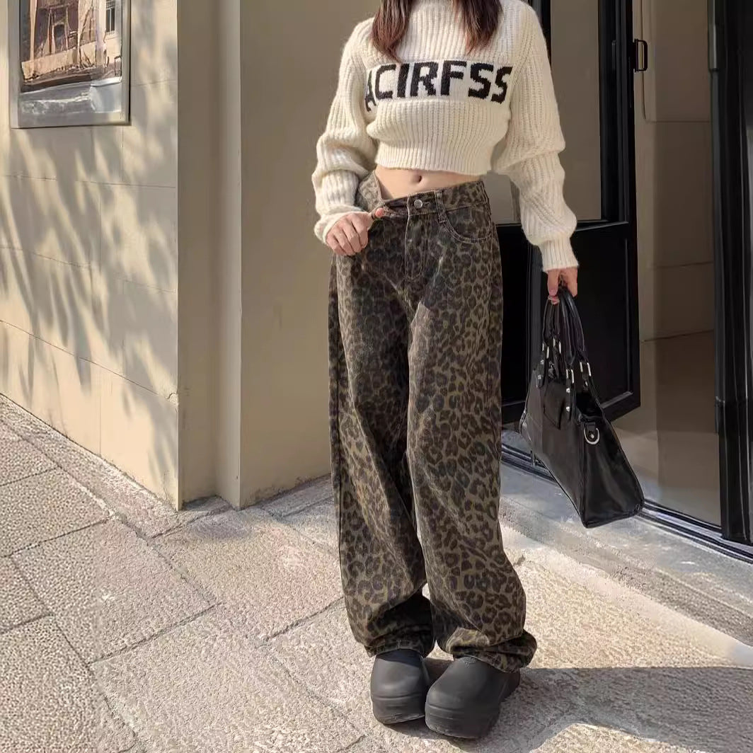 Woman's Leopard Print Loose Casual Wide-leg Pants