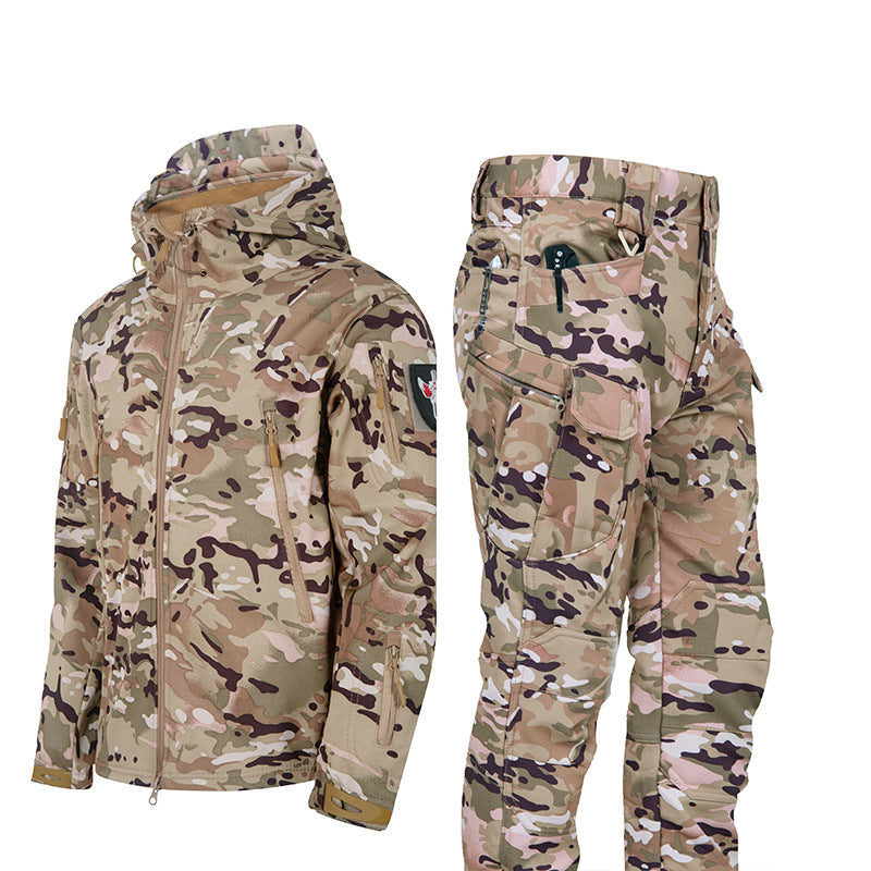 Men's Shark Skin Shell Fleece-lined Waterproof Tactical Suit/9 Options