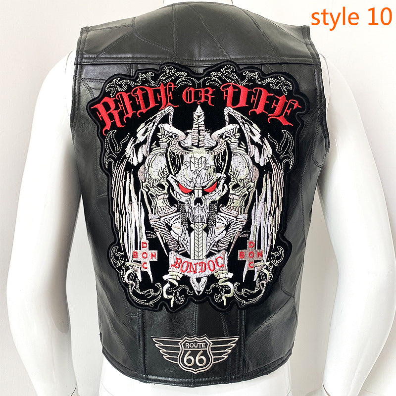 Men's Cowhide Leather Motorcycle Vest/12 Options