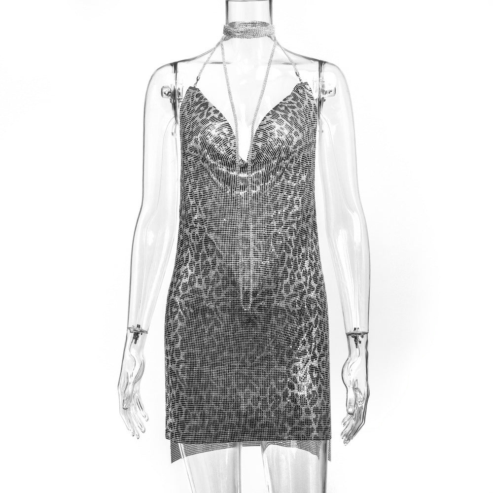 Woman's Metal Sequins Rhinestone Dress/15 Colors