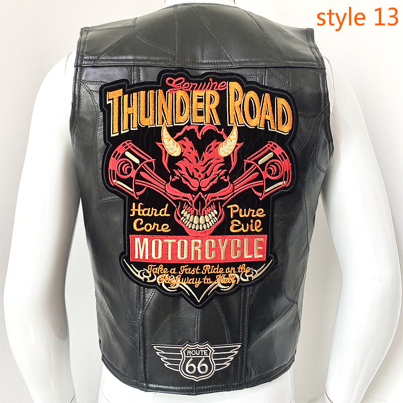 Men's Cowhide Leather Motorcycle Vest/12 Options