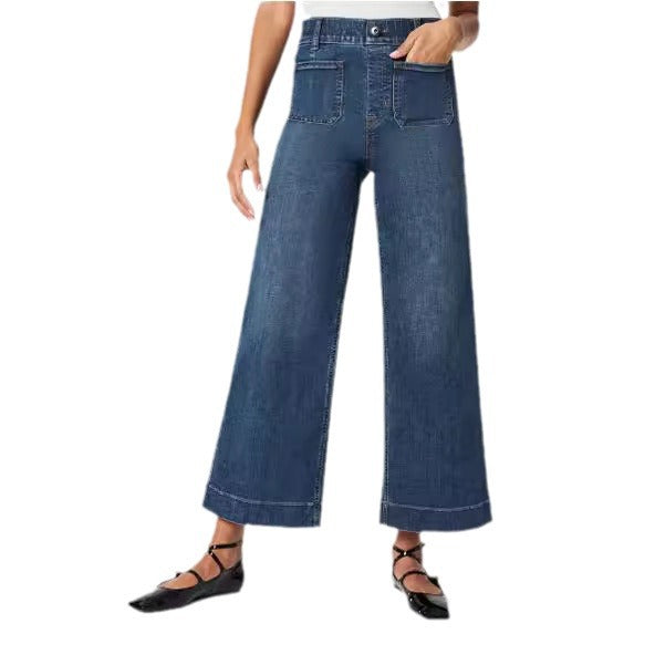 Women's Cropped Style Pocket Wide Leg Jeans/4 Colors