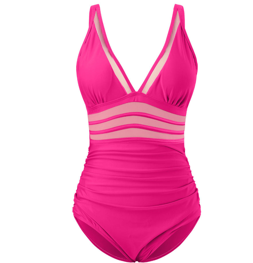 Women's One-piece Mesh Stitching Swimsuit/6 Colors