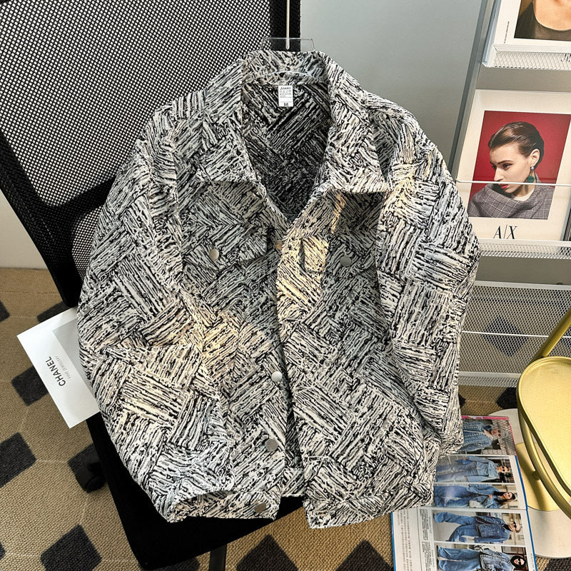 Men's Letter Embroidery Light Long Sleeve Shirt Jacket