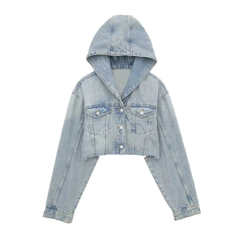 Woman's Denim Crop Hoodie