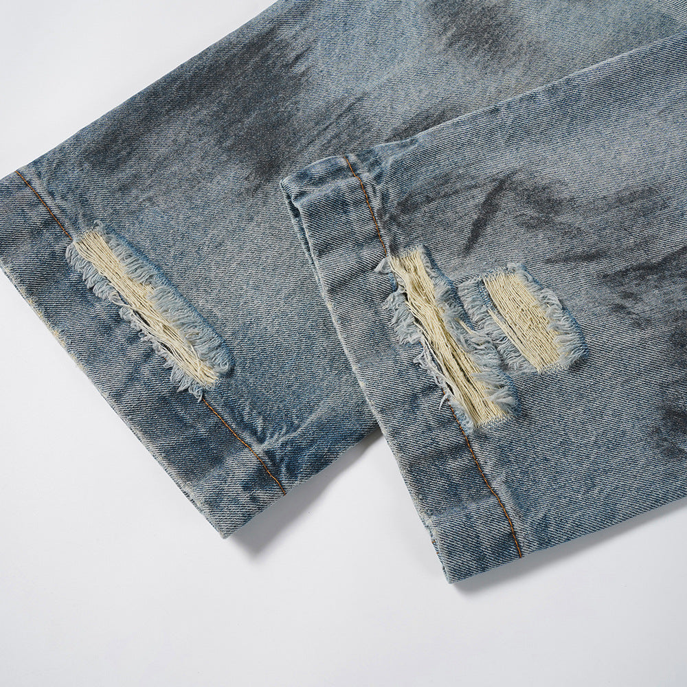 Men's Wide Leg Printed Jeans