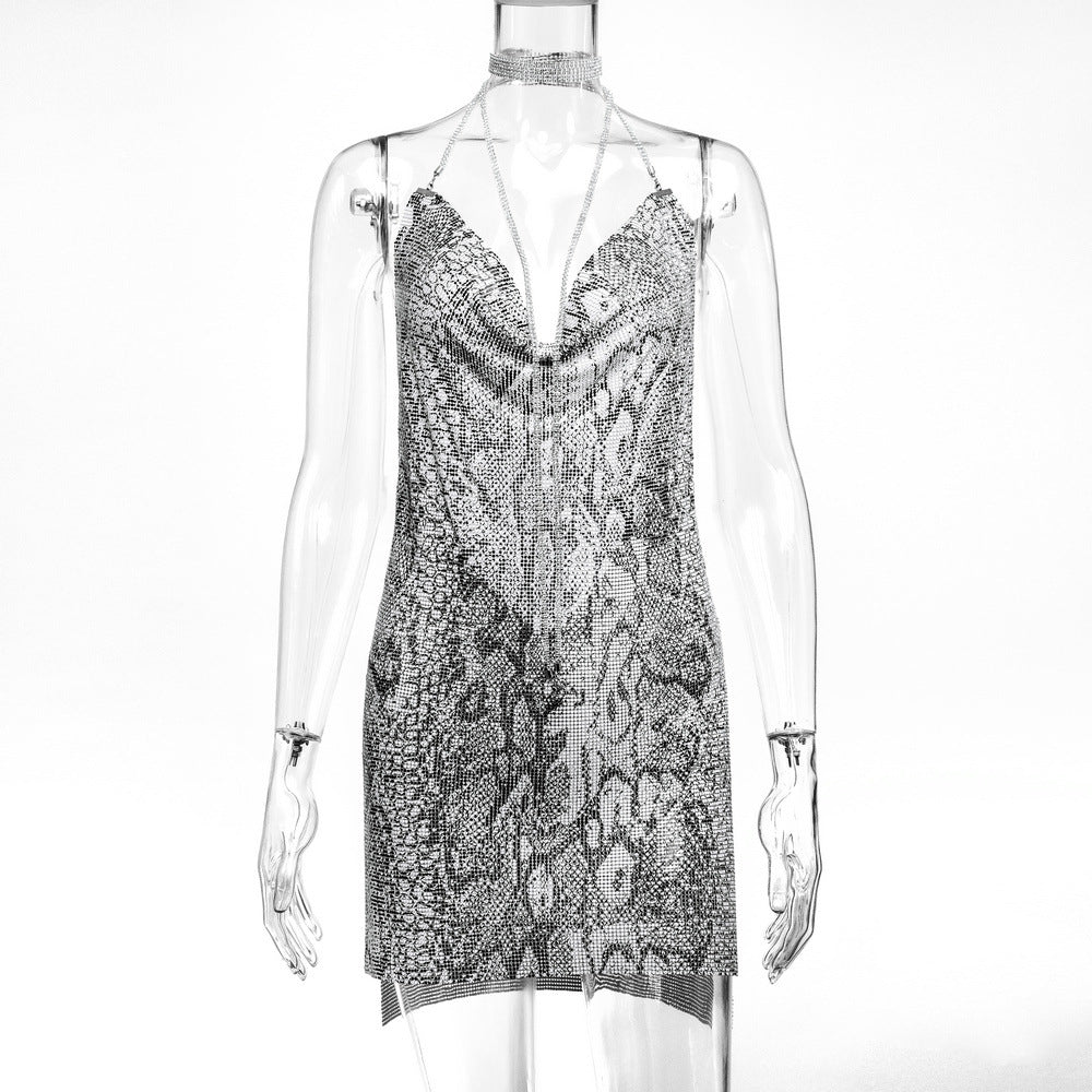 Woman's Metal Sequins Rhinestone Dress/15 Colors