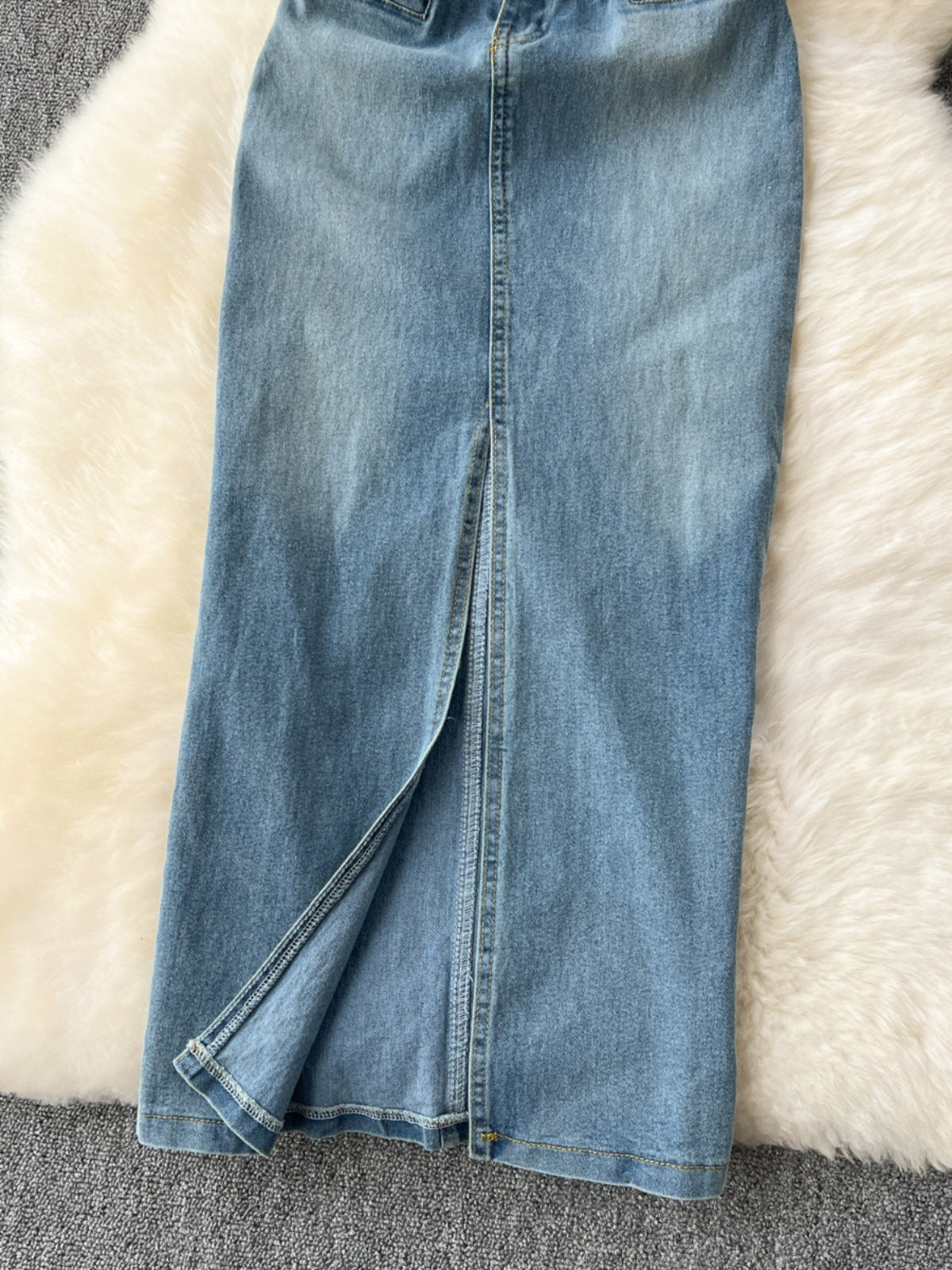 Woman's Waist-tight Hip Split Denim Dress