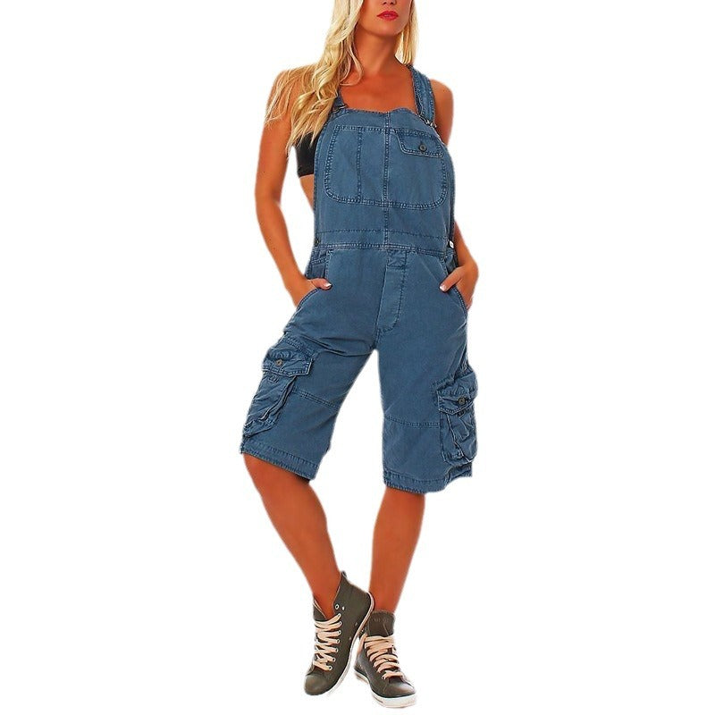 Women's Overall Denim Shorts/2 Colors