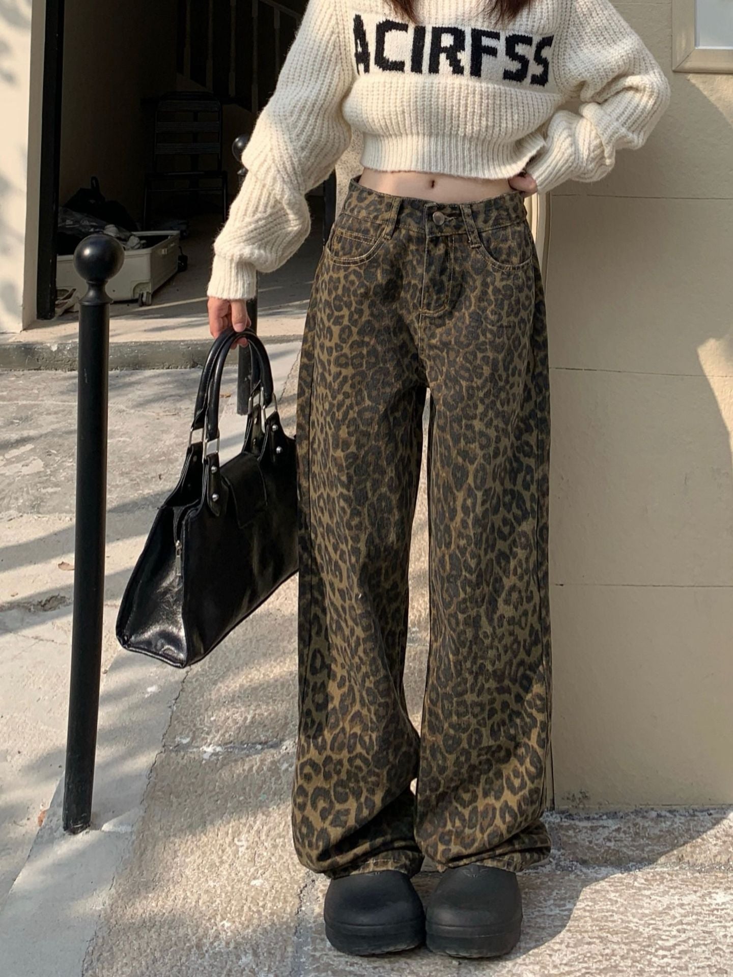 Woman's Leopard Print Loose Casual Wide-leg Pants